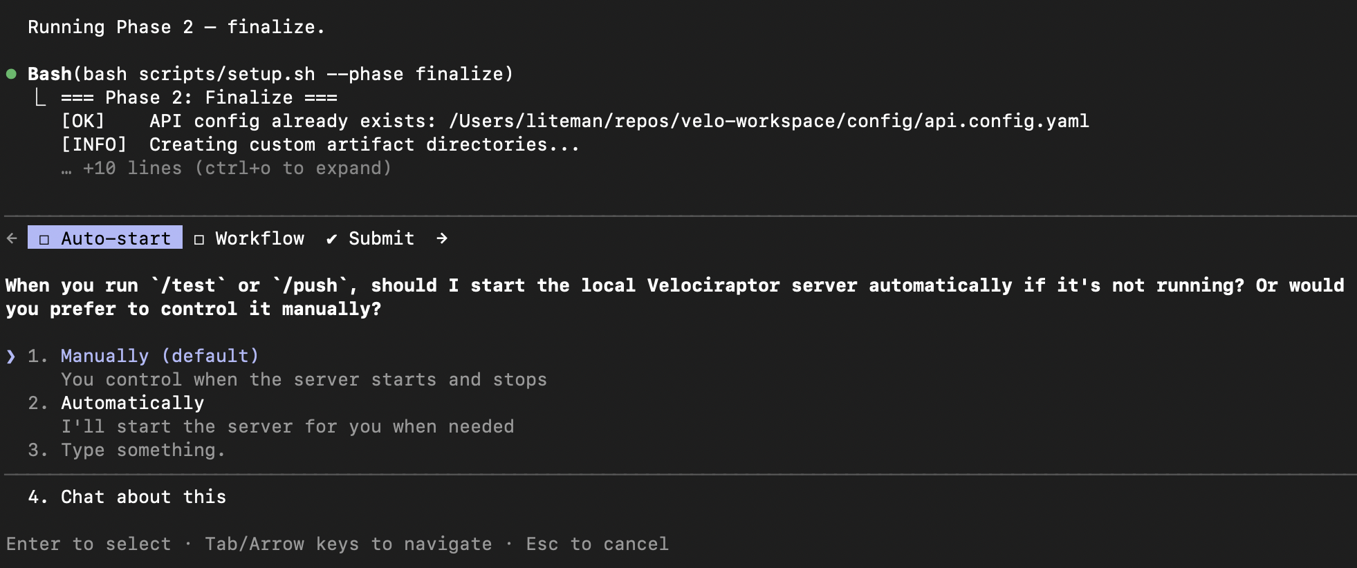 Setup asking about auto-start preferences